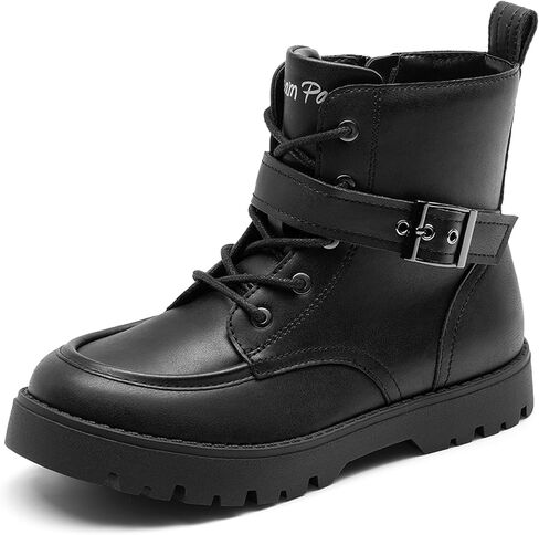 DREAM PAIRS Boys Girls Ankle Boots Lace-up with Buckle Strap Combat boot for Toddler/Little Kid/Big Kids in Saudi Arabia