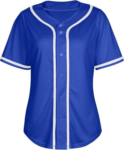قميص جيرسيه بيسبول نسائي بأزرار سفلية، قمصان جيرسيه البيسبول بأكمام قصيرة، قمصان هيب هوب النشطة in Kuwait