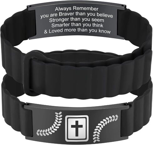 Baseball Gifts for Boys Son Coach Team Kids Player Silicone Baseball Bracelet Party Favors Religious Christian Adjustable Jewelry Gifts Inspirational Bible Verse Cross Bracelet for Man,Sports in Saudi Arabia
