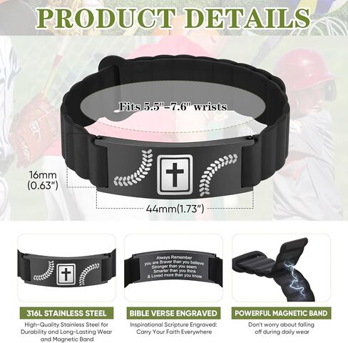 Baseball Gifts for Boys Son Coach Team Kids Player Silicone Baseball Bracelet Party Favors Religious Christian Adjustable Jewelry Gifts Inspirational Bible Verse Cross Bracelet for Man,Sports in Saudi Arabia