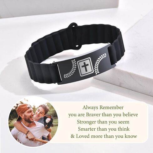 Baseball Gifts for Boys Son Coach Team Kids Player Silicone Baseball Bracelet Party Favors Religious Christian Adjustable Jewelry Gifts Inspirational Bible Verse Cross Bracelet for Man,Sports in Saudi Arabia