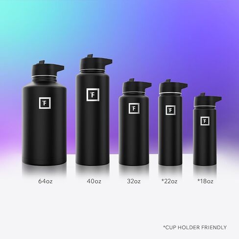 زجاجة مياه رياضية من IRON °FLASK - فم واسع مع 3 أغطية للصنبور - زجاجات مياه رياضية من الفولاذ المقاوم للصدأ للصالة الرياضية والخارجية - للرجال والنساء والأطفال - جدار مزدوج - جدار مزدوج in Kuwait