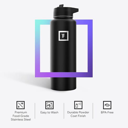 زجاجة مياه رياضية من IRON °FLASK - فم واسع مع 3 أغطية للصنبور - زجاجات مياه رياضية من الفولاذ المقاوم للصدأ للصالة الرياضية والخارجية - للرجال والنساء والأطفال - جدار مزدوج - جدار مزدوج in Kuwait