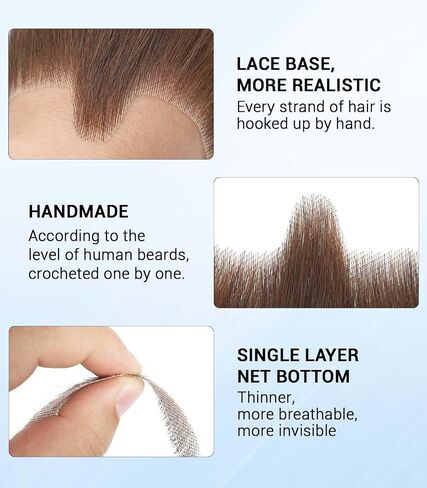 Fake Beard 100% Human Hair Realistic Mustache colorvay Human Hair Full Hand Tied Facial Hair in Saudi Arabia