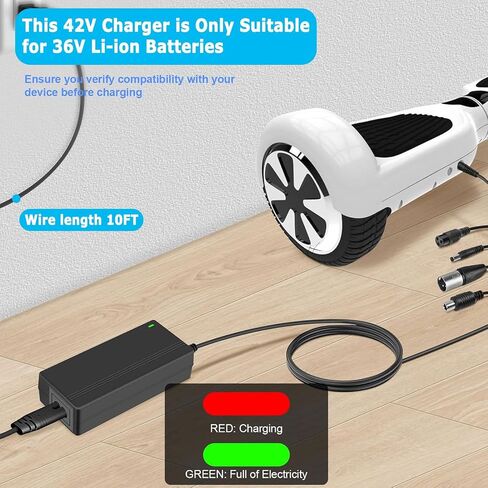 42V 2A شاحن بديل لبطارية 36 فولت سكوتر Ebike Lithium ، 5 في 1 شاحن سكوتر لـ Gotrax ، Jetson ، Swagtron ، Brid ، Segway ، Razor ، Sisigad ، Xiaomi ، Ninebot in Saudi Arabia