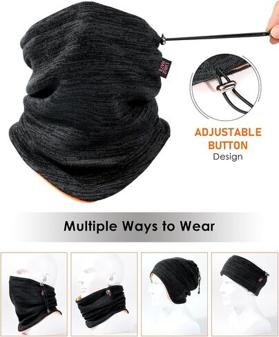Winter Beanie Hat Scarf for Men Women Knit Thick Fleece Lined Warm Windproof Ski Skull Cap Neck Warmer Gaiter Face Scarf Set in Kuwait