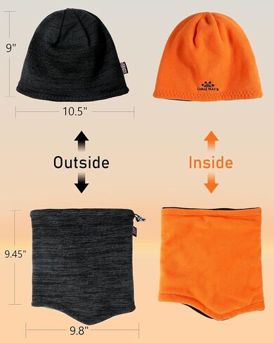 Winter Beanie Hat Scarf for Men Women Knit Thick Fleece Lined Warm Windproof Ski Skull Cap Neck Warmer Gaiter Face Scarf Set in Kuwait