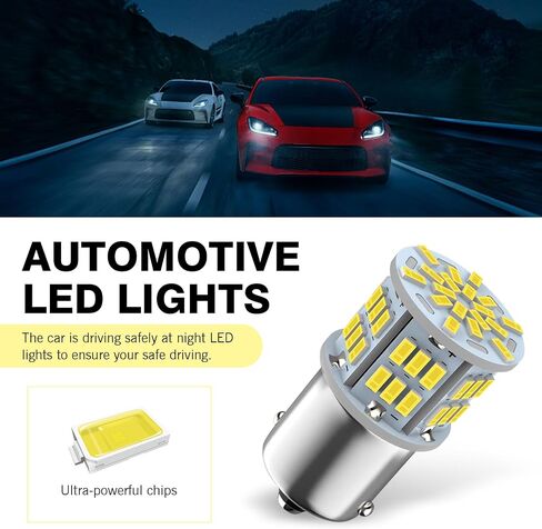 2 PCS 1156 LED Turn Signal Light, 6800K Single Contact Super Bright Bulb, Tail Parking Light Reversing Light Replacement, Universal Lighting Accessory for Cars (White) in Saudi Arabia