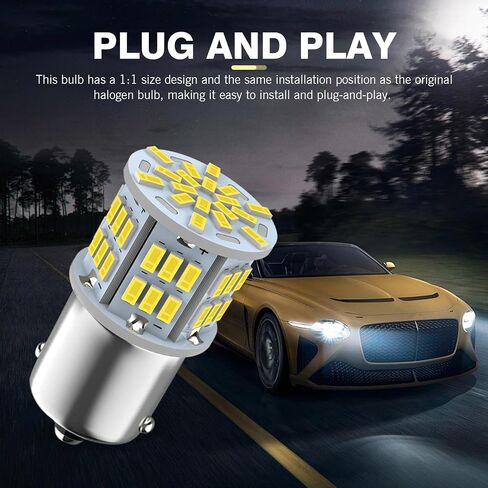 2 PCS 1156 LED Turn Signal Light, 6800K Single Contact Super Bright Bulb, Tail Parking Light Reversing Light Replacement, Universal Lighting Accessory for Cars (White) in Saudi Arabia