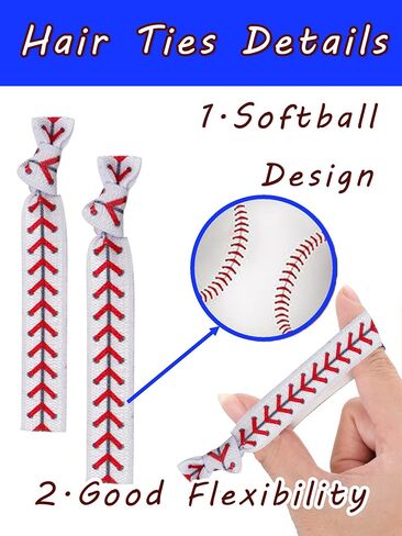 24 Set Softabll Baseball Callball Associory Gifts 12 Keychain Bag Bag Tag 12 Hair Ties Bracelets for Party Team in Kuwait