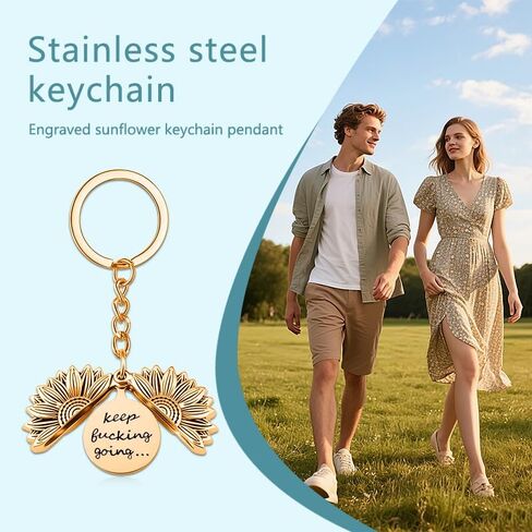 Keep Going Sunflower Keychain for Women Men Encouragement Motivational Gift for Boys Girls Birthday Christmas Gifts in Saudi Arabia