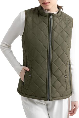 Women's Vest, Quilted Puffer Water-Resistant Zip With Pockets in Saudi Arabia