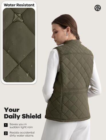 Women's Vest, Quilted Puffer Water-Resistant Zip With Pockets in Saudi Arabia