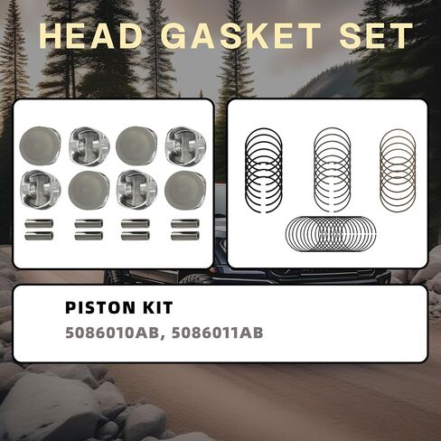 5.7 Engine Rebuild Overhaul Kit Piston Kit With Water Pump & Oil Pump Fit For Jeep Commander Grand Cherokee Chrysler Aspen 300 Dodge Ram 1500 2500 3500 Durango 5.7L 2003-2008 Replace #HS26284PT1 in Saudi Arabia