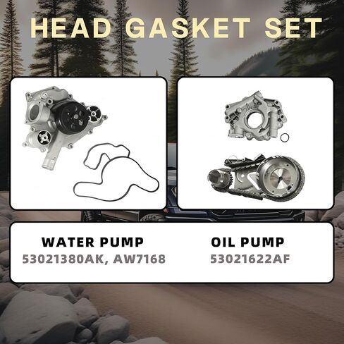 5.7 Engine Rebuild Overhaul Kit Piston Kit With Water Pump & Oil Pump Fit For Jeep Commander Grand Cherokee Chrysler Aspen 300 Dodge Ram 1500 2500 3500 Durango 5.7L 2003-2008 Replace #HS26284PT1 in Saudi Arabia