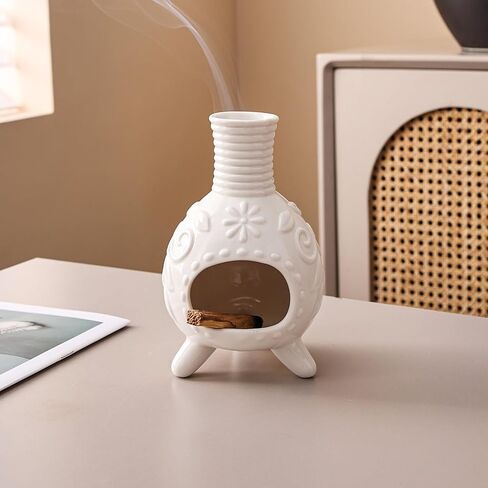 Ceramic Palo Santo Holder - Small Chiminea Incense Burner for Meditation, Energy Cleansing, | Palo Santo Holder for lncense Burner,Candle,Sage Burner | lder Gifts for Meditation & Yoga in Saudi Arabia