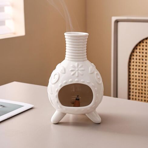 Ceramic Palo Santo Holder - Small Chiminea Incense Burner for Meditation, Energy Cleansing, | Palo Santo Holder for lncense Burner,Candle,Sage Burner | lder Gifts for Meditation & Yoga in Saudi Arabia