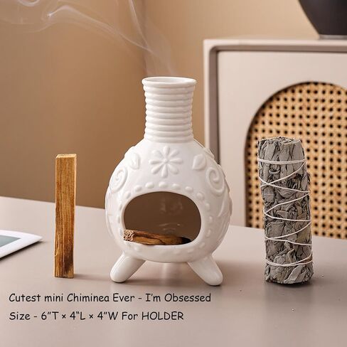 Ceramic Palo Santo Holder - Small Chiminea Incense Burner for Meditation, Energy Cleansing, | Palo Santo Holder for lncense Burner,Candle,Sage Burner | lder Gifts for Meditation & Yoga in Saudi Arabia