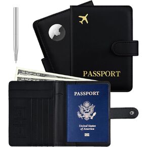 حامل جواز السفر مع فتحة Airtag Slot و Cards Cash Air Ticket Pocket ، محفظة السفر RFID ، وغطاء جواز السفر COVER Case Essentials Green in Kuwait