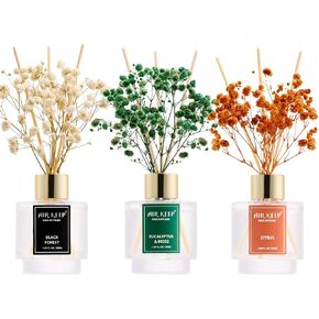 مجموعة من 3 قطع من Airkeep Reed Diffuser، موزع روائح زيت الشاي الأبيض والياسمين الأبيض النظيف من القطن لغرفة النوم وغرفة المعيشة والمكتب، موزع روائح زيت الروائح العلاجية للهدايا، 50 مل × 3 in Kuwait