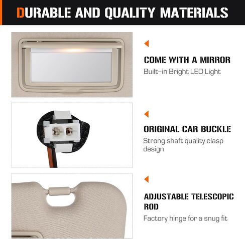 Sun Visor for Nissan Murano 2009-2014 مع خفيفة ، جانب السائق اليساري البيج Sunvisor استبدال 96401-1AA1B ، تصميم قابل للتمديد in Saudi Arabia