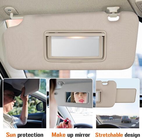 Sun Visor for Nissan Murano 2009-2014 مع خفيفة ، جانب السائق اليساري البيج Sunvisor استبدال 96401-1AA1B ، تصميم قابل للتمديد in Saudi Arabia