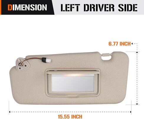 Sun Visor for Nissan Murano 2009-2014 مع خفيفة ، جانب السائق اليساري البيج Sunvisor استبدال 96401-1AA1B ، تصميم قابل للتمديد in Saudi Arabia