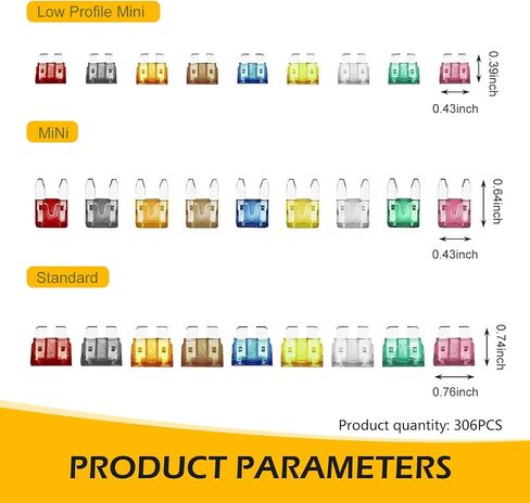 306 PCS Car Fuses Assortment Kit, Standard & Mini & Low Profile Mini 2A 5A 7.5A 10A 15A 20A 25A 30A 35A Blade Fuses Kit with Fuse Puller & Circuit Tester, Universal for Most Vehicles in Saudi Arabia
