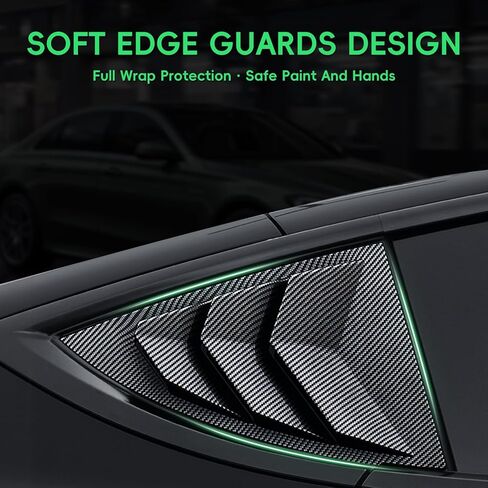 Rear Side Window Louvers Decoration Compatible with 2017-2023 Model 3 & 2024-2025 Model 3 Highland, Sport Style Rear Air Vent Scoop Louvers, Exterior Accessories for Tesla with Carbon Fiber Texture in Kuwait