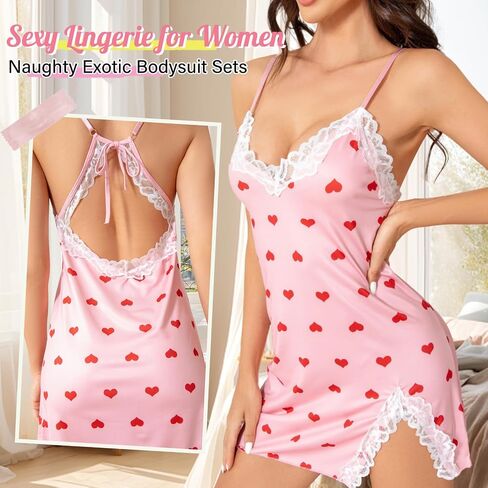 الملابس الداخلية للنساء مثير Babydoll Chemise Naughty Lingerie مجموعات ثوب ثانوي مثير لباس نوم ملابس تيدي للنساء in Saudi Arabia