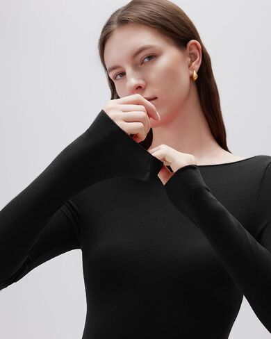 Suuksess Cloud Cashmere Women Women Boat Neck Mitted Long Sleeve Shirt قمم متماسكة أساسية in Saudi Arabia