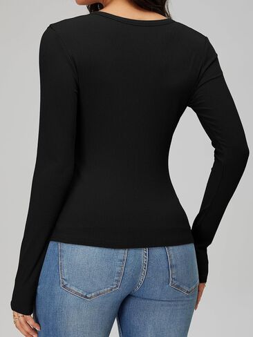 iGENJUN Women Long Sleeve V Neck Shirts for Women Business Casual Work Top Knit Slim Fit for Fall in Kuwait
