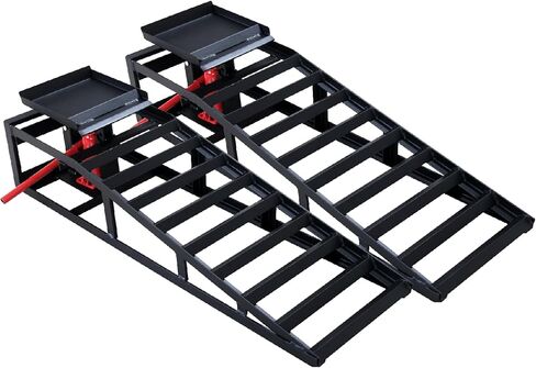 2 Pack Hydraulic Car Ramps 5T 11000lbs Capacity, Low Profile Car Lift Service Ramps Truck Trailer Garage, Height Hydraulic Vehicle Ramps, Lift Height 9.8-15 Inch,Black in Saudi Arabia