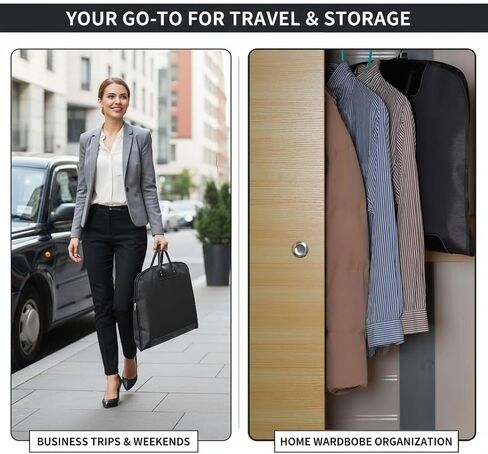 Premium Carry-On Garment Bag for Business Travel & Storage – Foldable, Water-Resistant Oxford Fabric Suit Cover for Men & Women – Wrinkle-Free Protection for Suits, Dresses & Coats (40") in Saudi Arabia