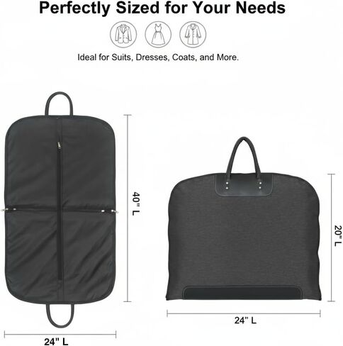 Premium Carry-On Garment Bag for Business Travel & Storage – Foldable, Water-Resistant Oxford Fabric Suit Cover for Men & Women – Wrinkle-Free Protection for Suits, Dresses & Coats (40") in Saudi Arabia