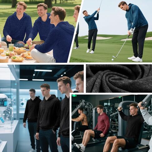 5 Pack Men's Lightweight Pullover Hooded Tees – Long Sleeve Sweatshirts for Gym, Running, Fishing in Kuwait
