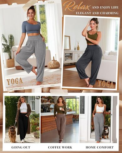 4 حزمة نساء زائد سروال عريض الساق عالية الخصر زعن in Kuwait