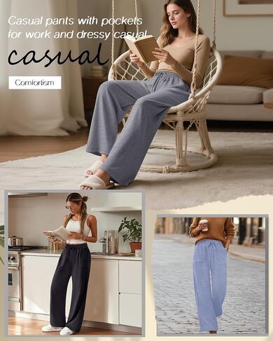 4 Pack Women's Lounge Pants Wide Leg Yoga Pants Drawstring Casual Elastic Sweatpants with Pockets Loose Casual in Kuwait