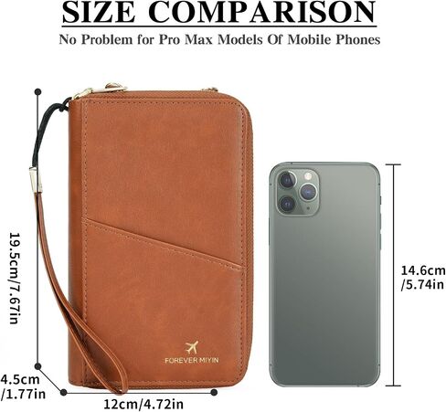 GOIACII Passport Wallet Travel Crossbody Bags for Women Wristlet Phone Purse Double Zip Vegan Leather Brown in Saudi Arabia