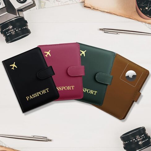 حامل جواز السفر مع فتحة Airtag Slot و Cards Cash Air Ticket Pocket ، محفظة السفر RFID ، وغطاء جواز السفر COVER Case Essentials Green in Kuwait