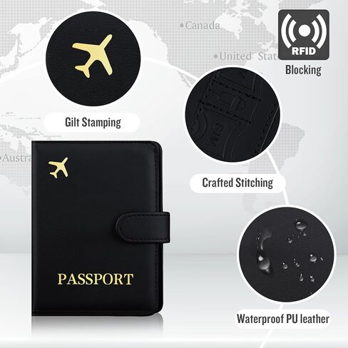 حامل جواز السفر مع فتحة Airtag Slot و Cards Cash Air Ticket Pocket ، محفظة السفر RFID ، وغطاء جواز السفر COVER Case Essentials Green in Kuwait