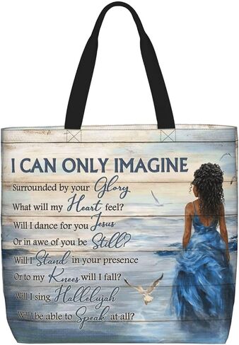 African American Women Fashion Tote Bag, Black Women Large Shoulder Bag with Zipper, Ideal for Office Grocery Travel in Saudi Arabia