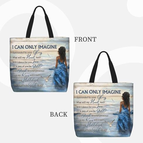 African American Women Fashion Tote Bag, Black Women Large Shoulder Bag with Zipper, Ideal for Office Grocery Travel in Saudi Arabia