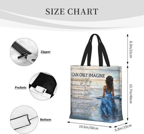 African American Women Fashion Tote Bag, Black Women Large Shoulder Bag with Zipper, Ideal for Office Grocery Travel in Saudi Arabia