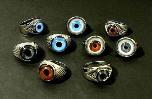 الصلب Dragon Jewelers حلقة العيون الزجاجية - اختر من 26 عيون حيوان أو خيال في إعداد الفولاذ المقاوم للصدأ على شكل عيون (شاهد مقاطع فيديو لكل حلقة) in Kuwait