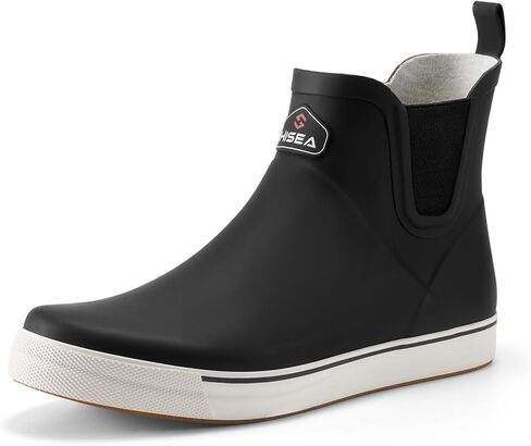 أحذية سطح السفينة من HISEA MENT BOOTS في الكاحل أحذية المطر المقاومة للماء Rubber Rubber Saltwater Fishing Fishing للإبحار in Saudi Arabia