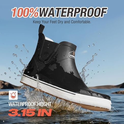 أحذية سطح السفينة من HISEA MENT BOOTS في الكاحل أحذية المطر المقاومة للماء Rubber Rubber Saltwater Fishing Fishing للإبحار in Saudi Arabia