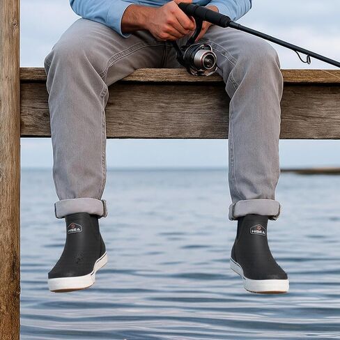 أحذية سطح السفينة من HISEA MENT BOOTS في الكاحل أحذية المطر المقاومة للماء Rubber Rubber Saltwater Fishing Fishing للإبحار in Saudi Arabia