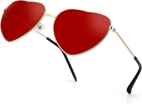 Heart Sunglasses Womens Trendy Sunglasses for Women Halloween Party Favors Fashion Cute Cool Metal Frame in Saudi Arabia