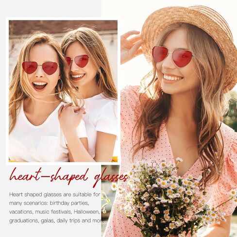 Heart Sunglasses Womens Trendy Sunglasses for Women Halloween Party Favors Fashion Cute Cool Metal Frame in Saudi Arabia